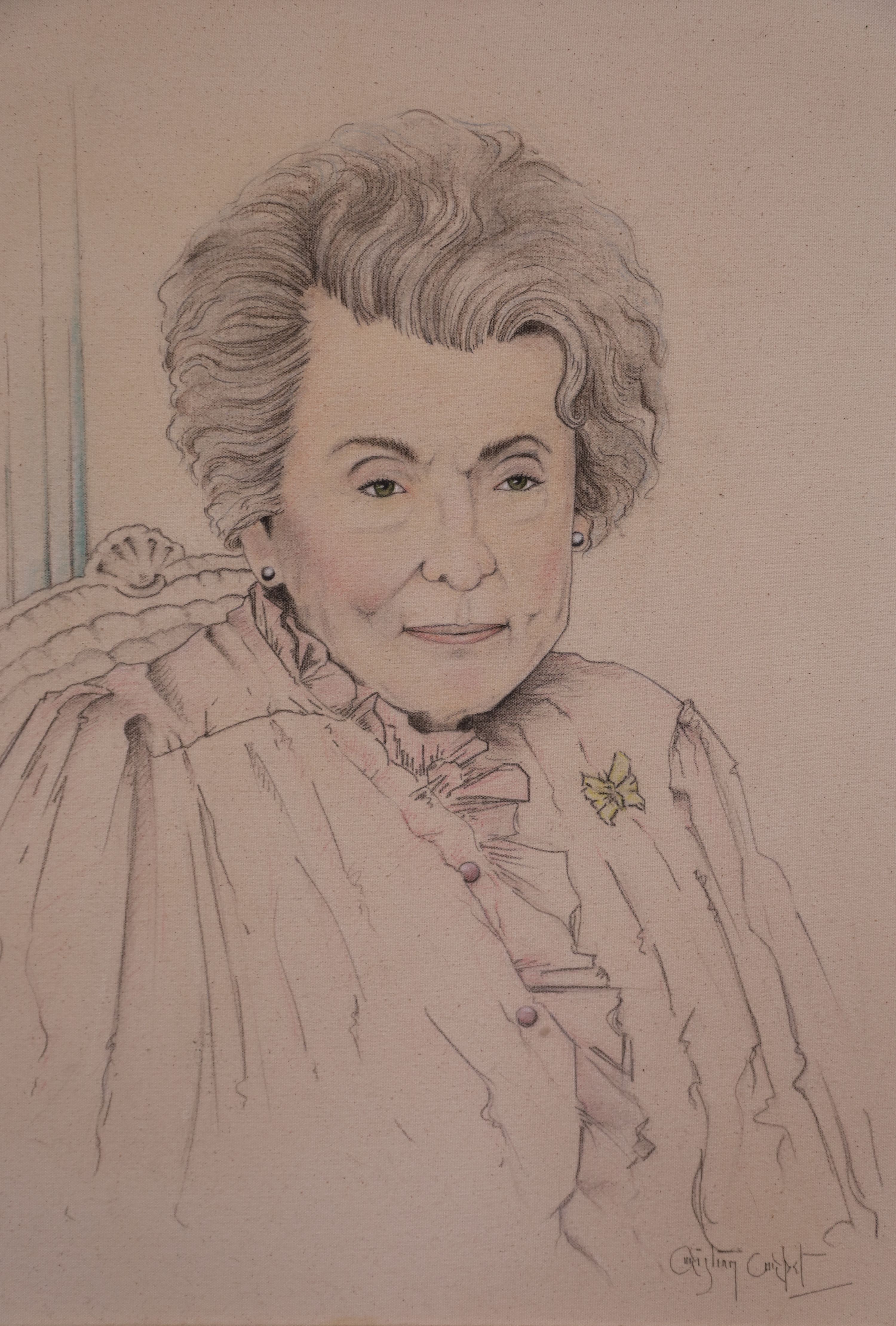 Christian Levdell Corbet Portrait of Patricia Knatchbull, The Rt Hon The 2nd Countess Mountbatten of Burma 61 x 46cm